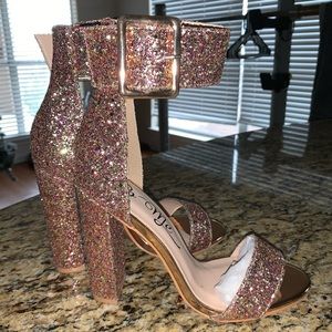 Rose Gold Glitter Heels Miss Lola